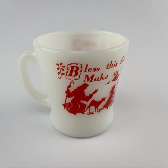 Fire King Anchor Hocking Milk Glass Prayer Mugs (2 cups) - Picture 2 of 14